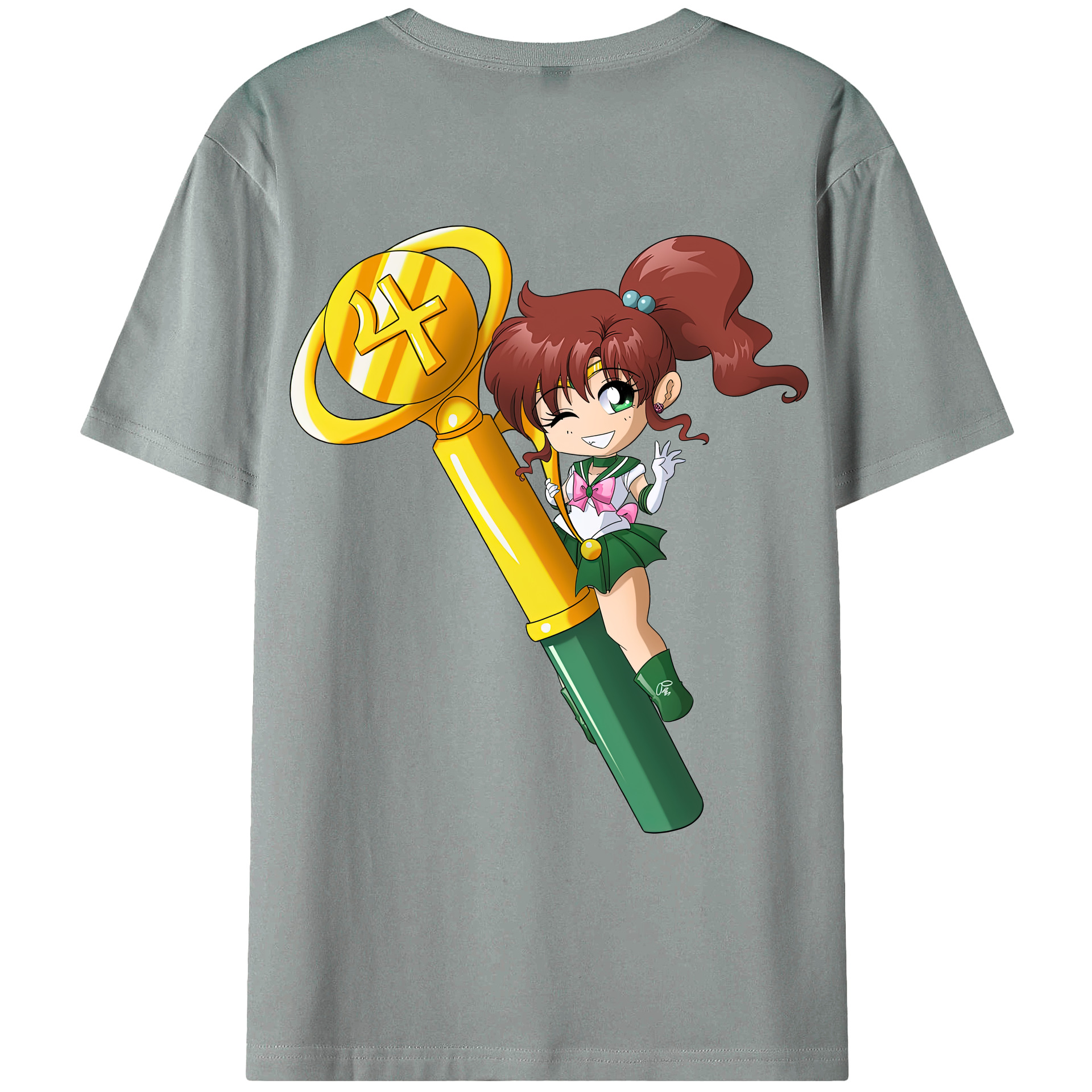 （画像用） 美少女戦士セーラームーン 木野 まこと きの まこと Sailor Moon Kino Makoto （セーラージュピター；Sailor Jupiter） 綿100％ メンズ半袖Tシャツ（バックプリント） 通気性